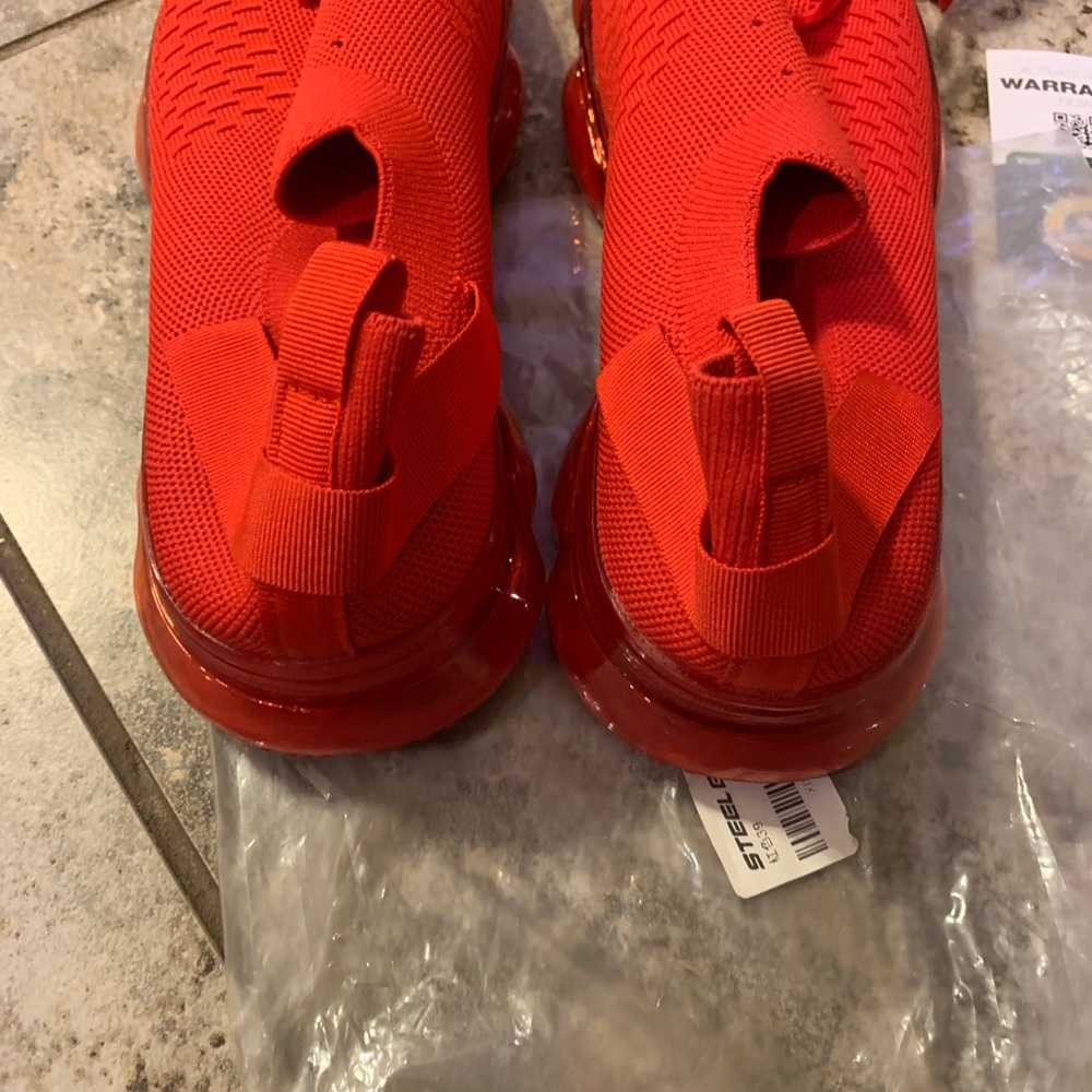 Women's Elastic Stretch Mesh Casual Slip On Air Cushion Sneakers Red Size 8 - Picture 5 of 8